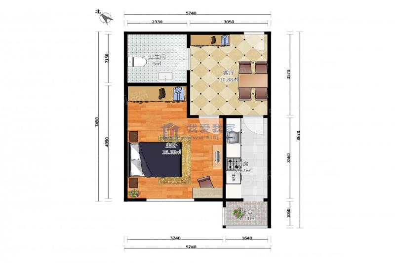 整租·新兴街·勤建里·1室·1厅