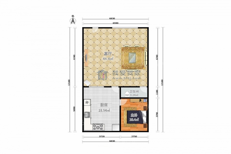 天津我爱我家底商出售润景家园1室1厅