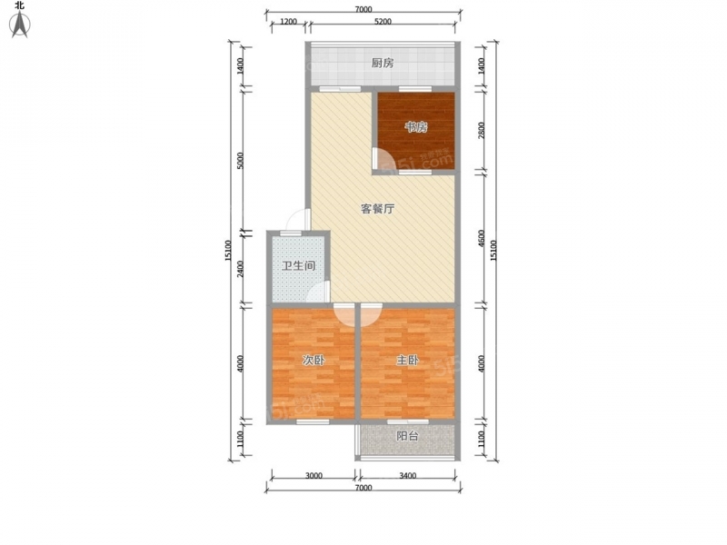 太原我爱我家寇庄南街供电局宿舍 南北通透三居室 户型方正 价格便宜