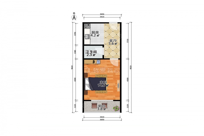 天津我爱我家美达菲 · 地铁8号嘉陵道街 · 川南里 · 1室1厅