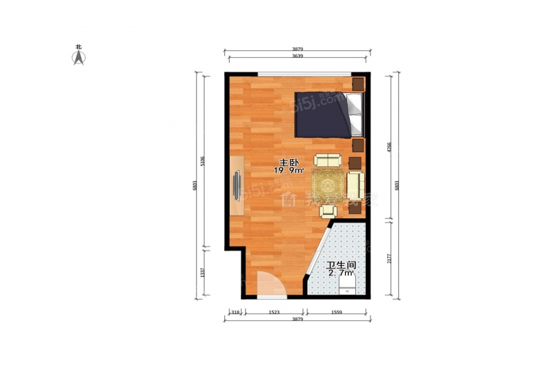 整租 · 体育中心街 · 红旗南路588号 · 1室1厅