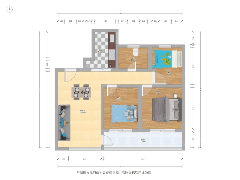 苏州我爱我家科技城 · 绿地中央广场四期 · 3室 · 2厅