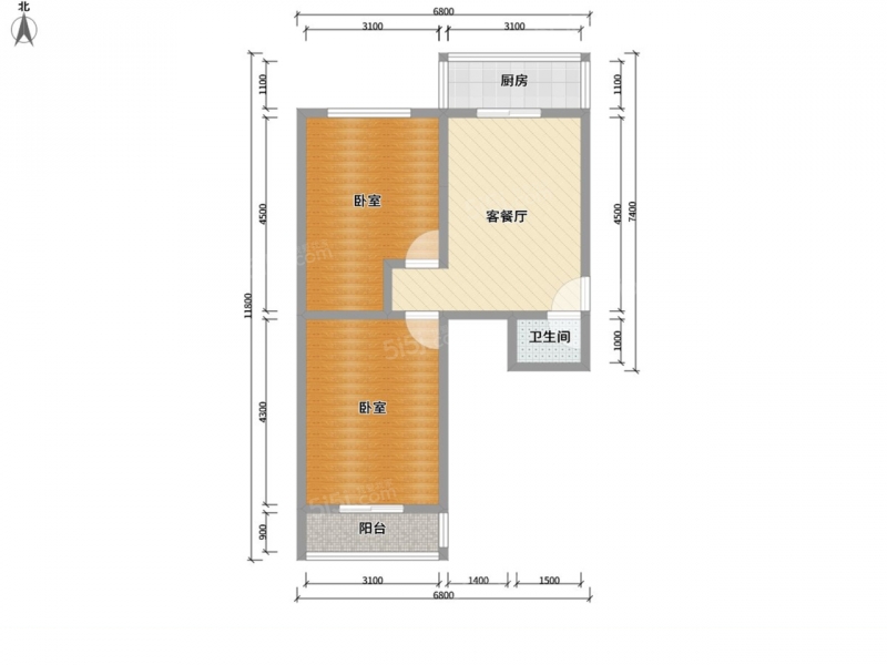 太原我爱我家山西大学 · 南中环山大宿舍 · 2室 · 1厅