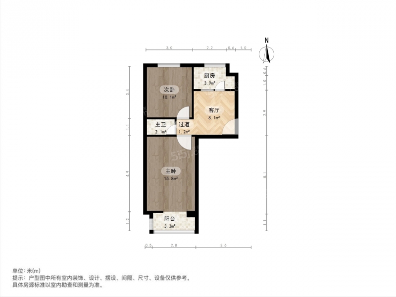 学府街体育路 中辐院西区 南北通透2室1厅 大红本满五环境好